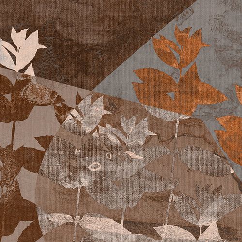 Aardetinten. Wabi-sabi botanisch abstract. Bladeren in bruine kleuren