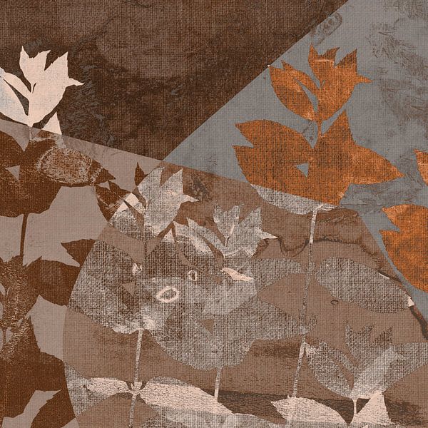 Erdige Töne. Wabi-sabi botanisch abstrakt. Blätter in Brauntönen von Dina Dankers