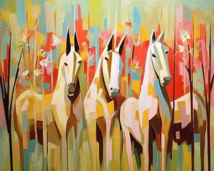 Painting Colourful Horses | Elegant horse symphony by ARTEO Paintings