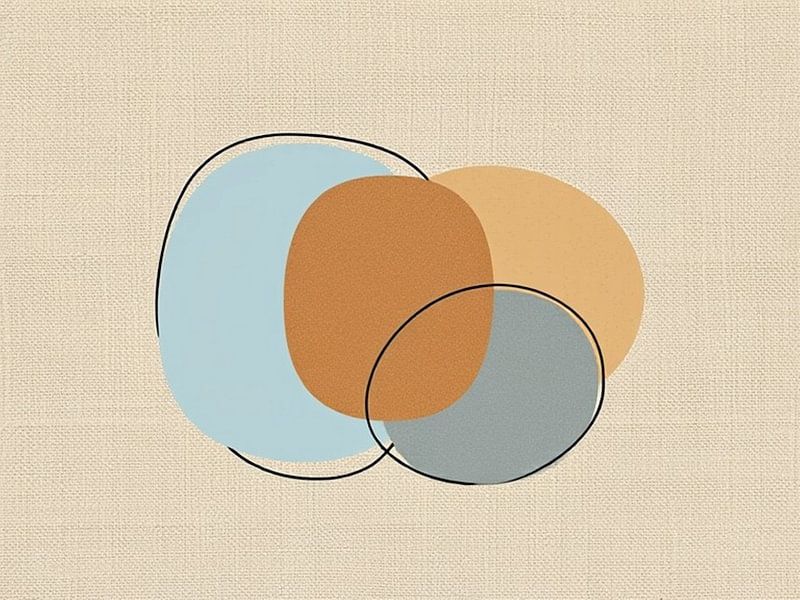 abstract organic shapes round on linen background. by J.a Dijkstra