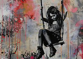 Swing Girl | Swing Solitude von Abstraktes Gemälde
