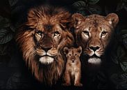 Löwenfamilie mit 1 Jungtier von Bert Hooijer Miniaturansicht