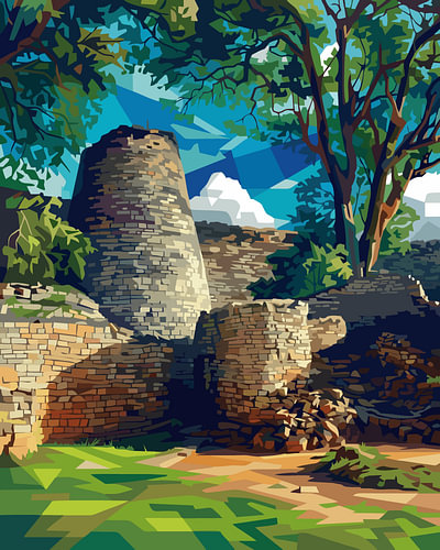 Great Zimbabwe WPAP Pop Art-illustratie op metalen poster