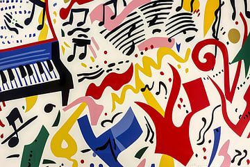 Abstracte kunst met kleurrijke muzieknoten van Art & Soul Creations