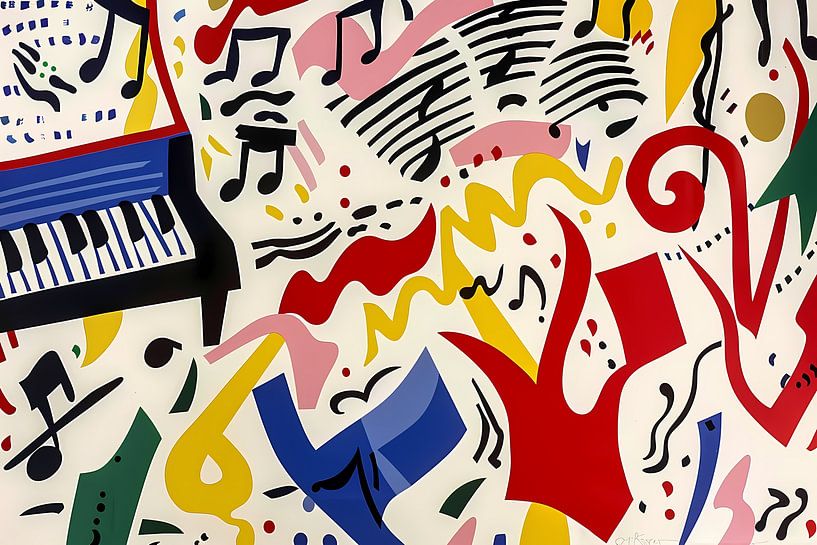 Abstracte kunst met kleurrijke muzieknoten van Art & Soul Creations