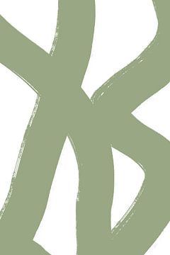 Moderne abstracte minimalistische vormen en lijnen in groen op wit II van Dina Dankers