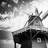 Authentic Frisian Windmill | Black and White Photo by Diana van Neck Photography