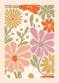 Happy Retro Flowers by Katarzyna Gąsiorowska