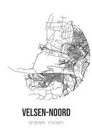 Velsen-Noord (North-Holland) | Map | Black and White by Prints of Place