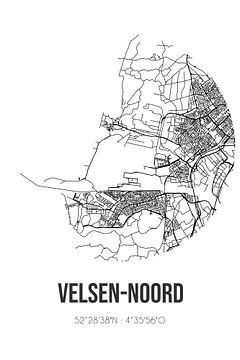 Velsen-Noord (Noord-Holland) | Landkaart | Zwart-wit van MijnStadsPoster