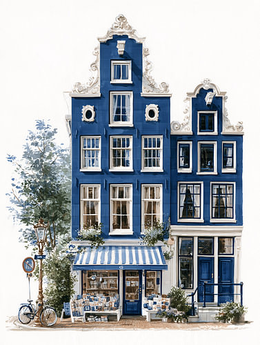 eine altmodische Buchhandlung in einem Amsterdamer Treppengiebelhaus