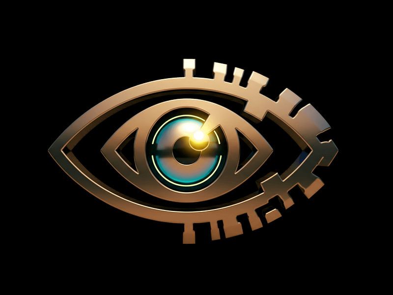 Futuristisches Steampunk Kybernetisches Auge Wandkunst Poster | Glühender Metallischer Blick Druck von Creative On Site