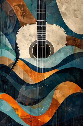 Abstract gitaar in golven van kleur