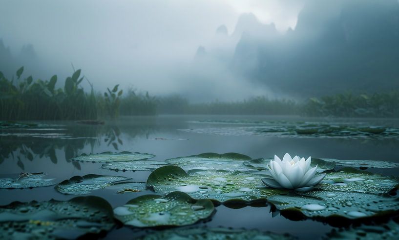 Mist omringt bloemenpracht van fernlichtsicht