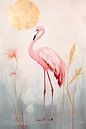 Vintage Flamingo, Boho Beach by Caroline Guerain thumbnail