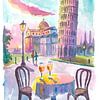 Romantischer Tisch für zwei Personen in Pisa mit Blick auf den Schiefen Turm von Markus Bleichner