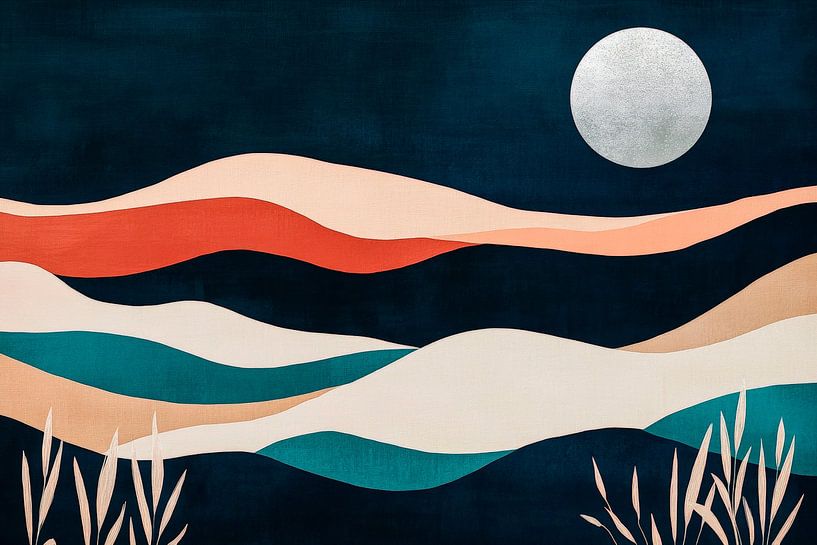 Evening waves under the moonlight by Poster Art Shop