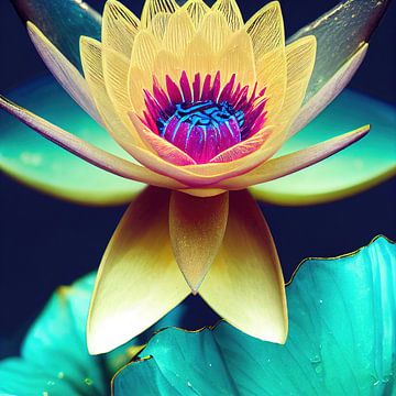 Macro Blauwe Waterleliebloem van Chromatic Fusion Studio