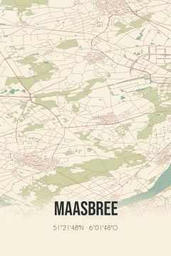 Vintage landkaart van Maasbree (Limburg) van Rezona