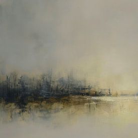 Minimalistische abstrakte Landschaft mit Nebel und Licht von BowiScapes – Kunst und urbane Wandgestaltung