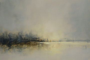Minimalistische abstrakte Landschaft mit Nebel und Licht von BowiScapes – Landschaftskunst