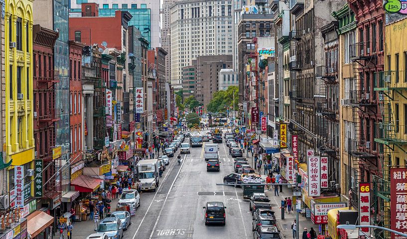 New York, Manhattan Chinatown and the skyline of Manhattan's business district by Ruurd Dankloff