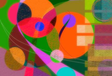 Digitaal abstract met felle kleuren van Corinne Welp