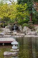 Enchanting waterfall in the Japanese Garden