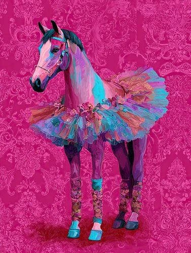 Horse Tutu | Dancing Horse in Pink by ARTEO Paintings