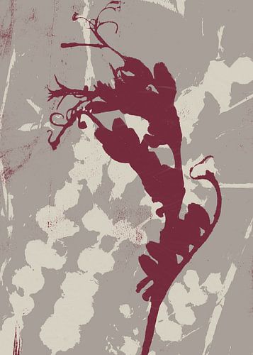 Bordeaux botanische silhouet wanddecoratie – moderne bloemen print