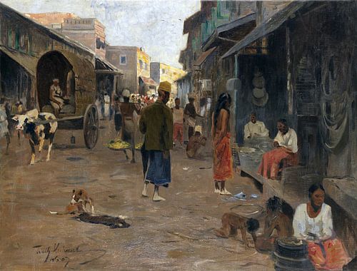 Straatbeeld in Ceylon (Sri Lanka), WILHELM KUHNERT, 1907