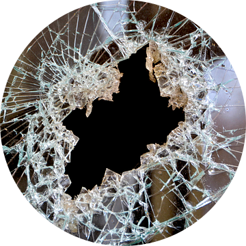 Vernielde gebroken ruit, met de structuur van vernield versplinterd glas van Heiko Kueverling