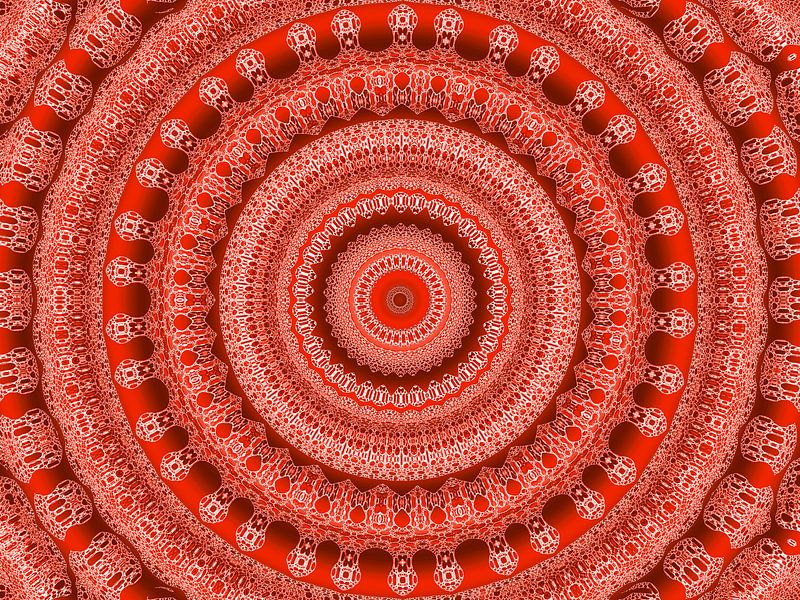 Retro Red (Mandala in Retro Style) by Caroline Lichthart