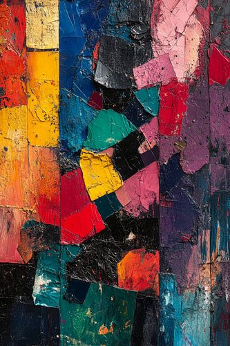 Abstrakte Collage aus Farbe und Textur – farbenfrohe Palette