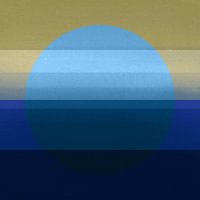 Neon art. Colorful minimalist geometric abstract in blue, brown and beige.