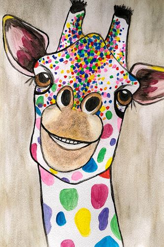 Giraffe Abstract Waterverf in Diverse Kleuren