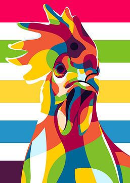 Kippenportret in Pop Art stijl van Lintang Wicaksono