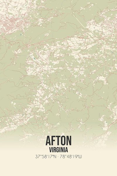 Vintage map of Afton (Virginia), USA. by Prints of Place