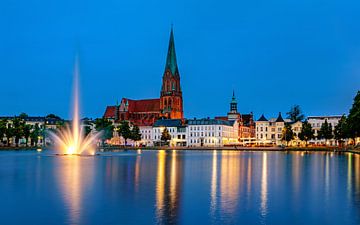 Evening in the city of Schwerin, Germany