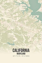 Carte ancienne de la Californie (Maryland), Etats-Unis. sur Affiches de lieux