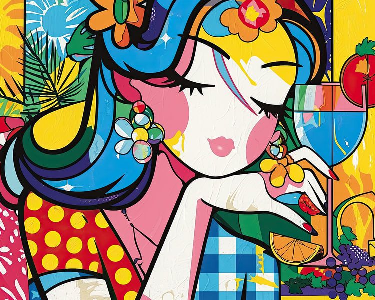 Bunte Frau mit Obst von OMG Art