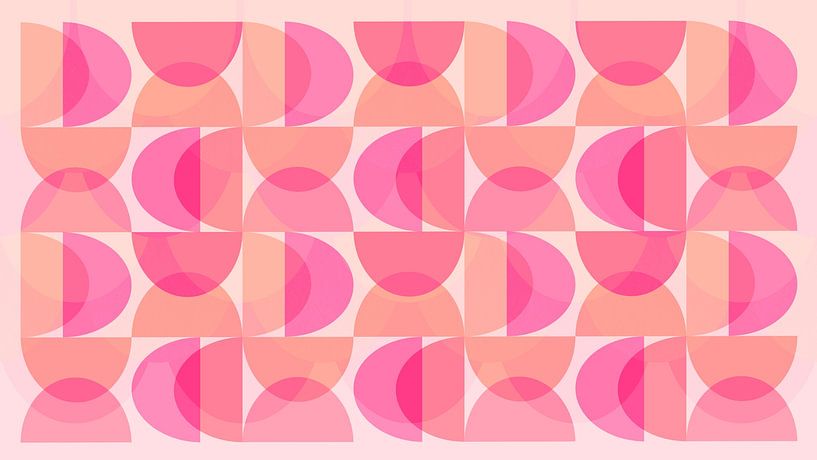 Modern mid-century Bauhaus shapes Meditation in pink by Mad Dog Art