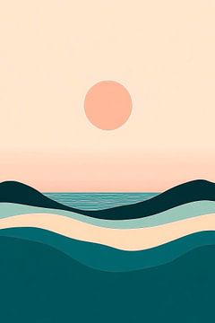 Gentle waves under a pastel moon by Poster Art Shop