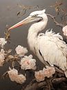 Pelican and Flowers in Beige by Your unique art thumbnail