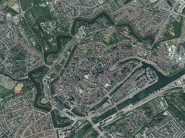 Luchtfoto van het centrum van Middelburg van Maps Are Art