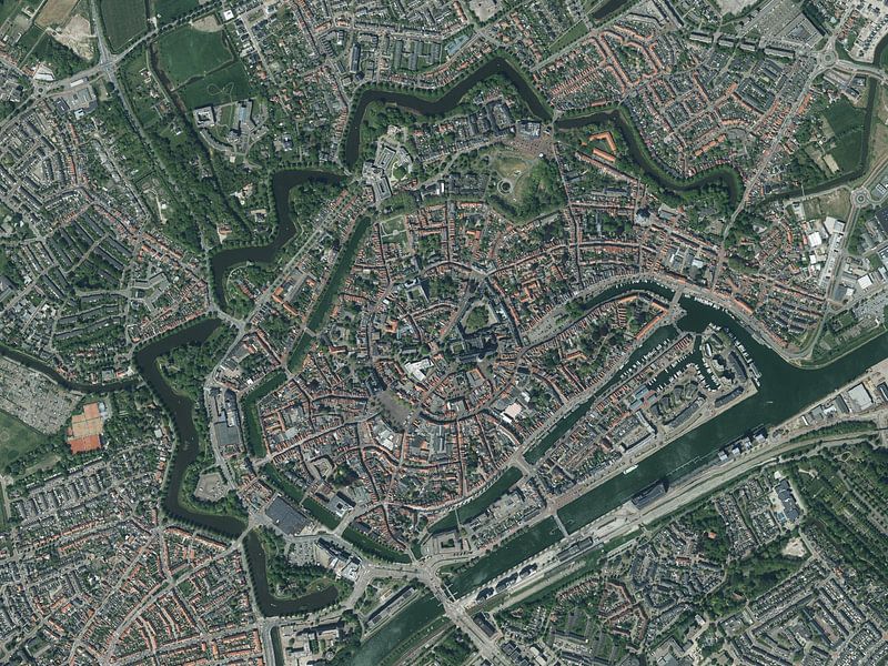 Aerial view of the centre of Middelburg by Maps Are Art