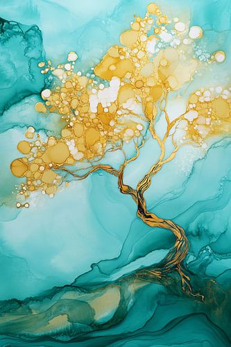 Abstracte boom met gouden accenten