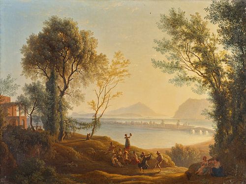 Josef Rebell, Paysage italien avec coucher de soleil, 1825