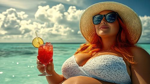 Vrouw ontspant op het strand