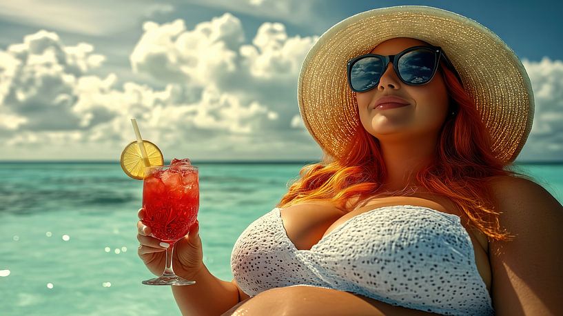 Woman relaxing on the beach by Frank Heinz